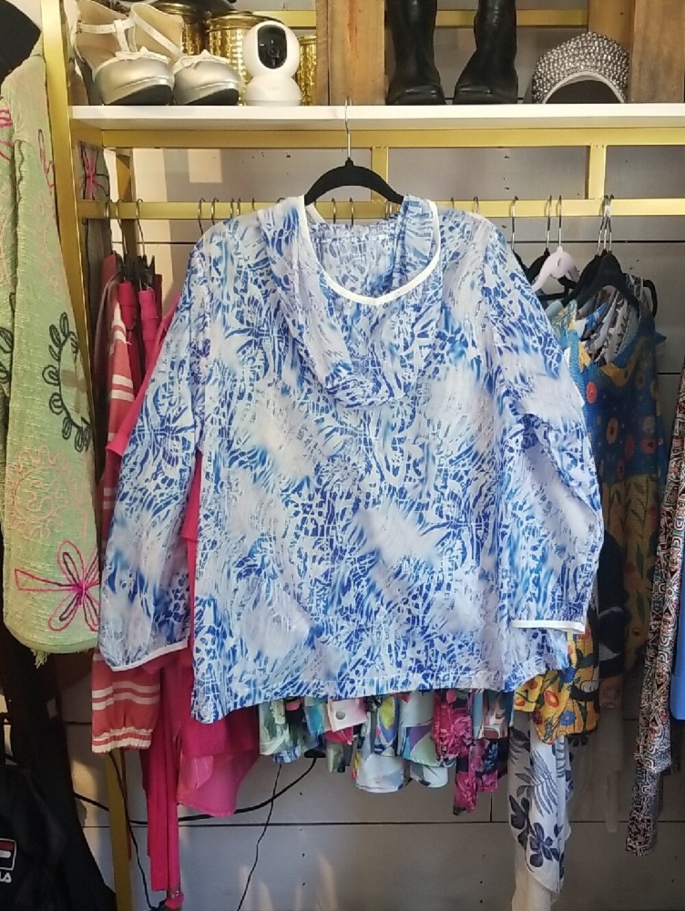Blue & White Abstract Print Jacket - Picture 3 of 3